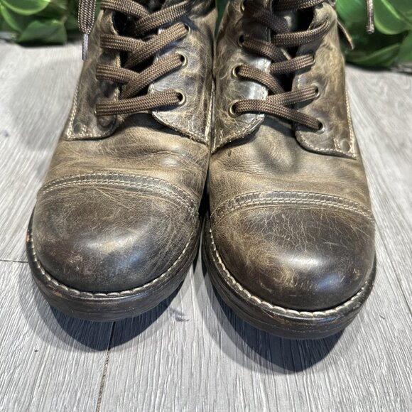 Taos Crave Gray Distressed Genuine Leather Lace Up Combat  display picture 1